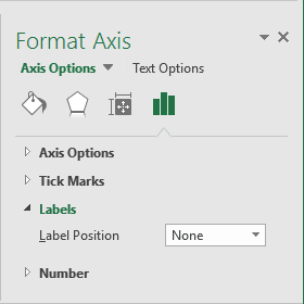 Hide values in Axis options in Excel 2016