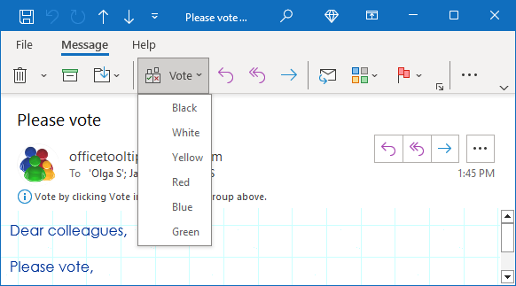 Voting list in received message Outlook for Microsoft 365 Voting list in received message Outlook 365