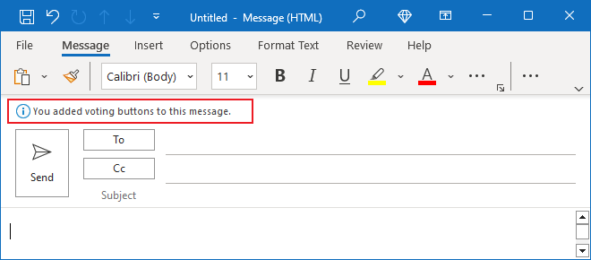 Information message about voting buttons in message Outlook for Microsoft 365 Information message about voting buttons in message Outlook 365