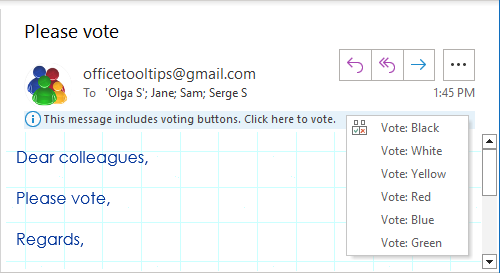 Voting list in message Outlook 365