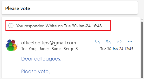 Voting response in Outlook for Web