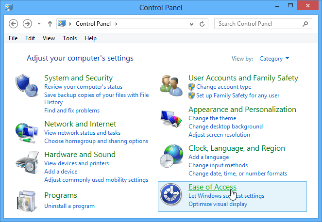 Ease of Access Windows 8