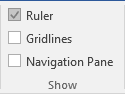 view ruler Word 2016