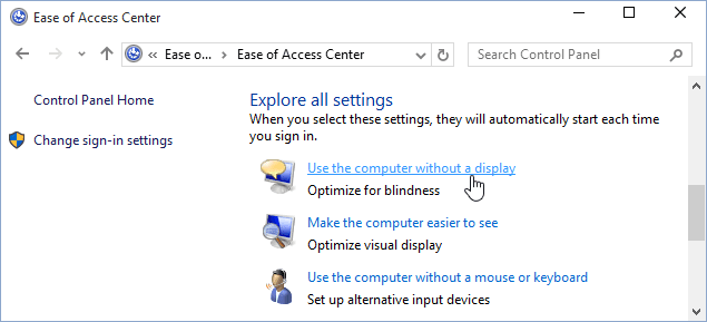 Use the computer without a display Windows 10