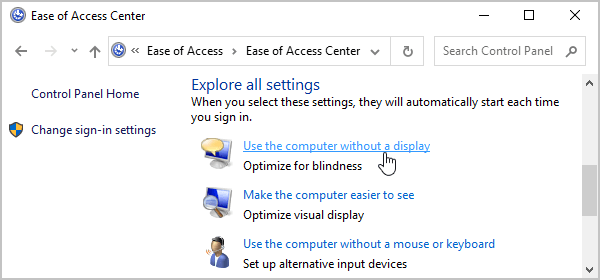 Use the computer without a display Windows 10