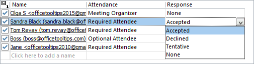 Change responses in Outlook 2016