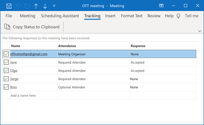 Tracking meeting request in Outlook for Microsoft 365 Tracking meeting request in Outlook 365