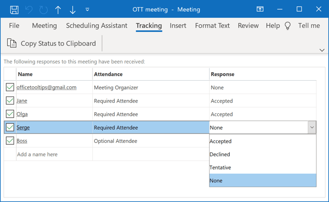 Change responses in Outlook 365