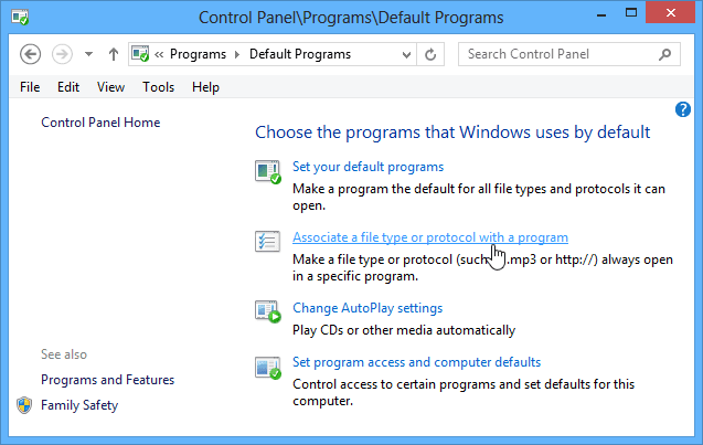 Associate a File Type Windows 8