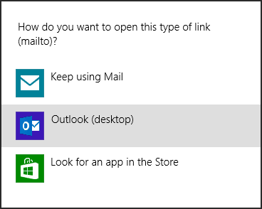 Choose default mail client Windows 8