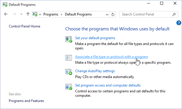 Associate a File Type Windows 10