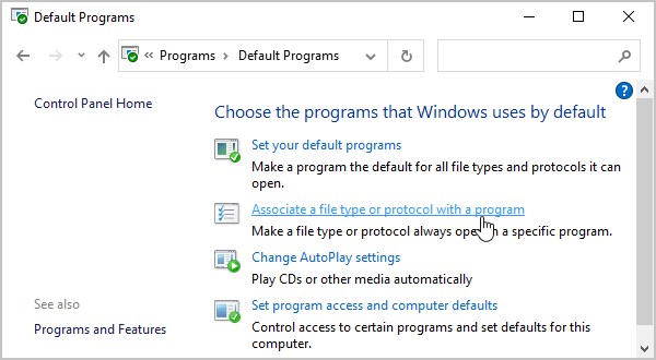 Associate a File Type Windows 10