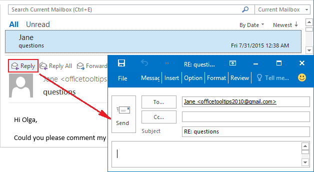 Replies and Forwards in a new window Outlook 2016 Replies and Forwards in a new window Outlook 2016