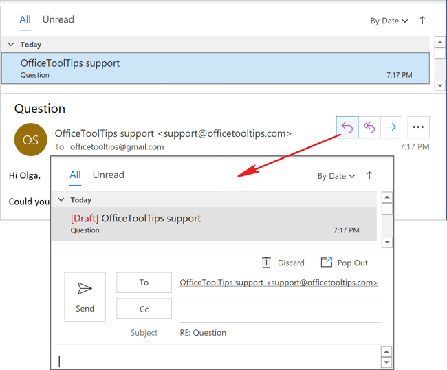Replies and Forwards in the same window Outlook 365