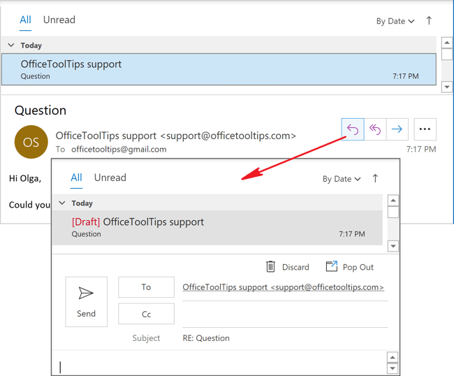 Replies and Forwards in the same window Outlook for Microsoft 365 Replies and Forwards in the same window Outlook 365