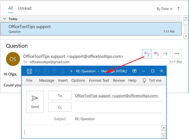 Replies and Forwards in a new window Outlook 365