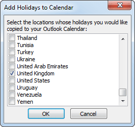 Calendar options Outlook 2010