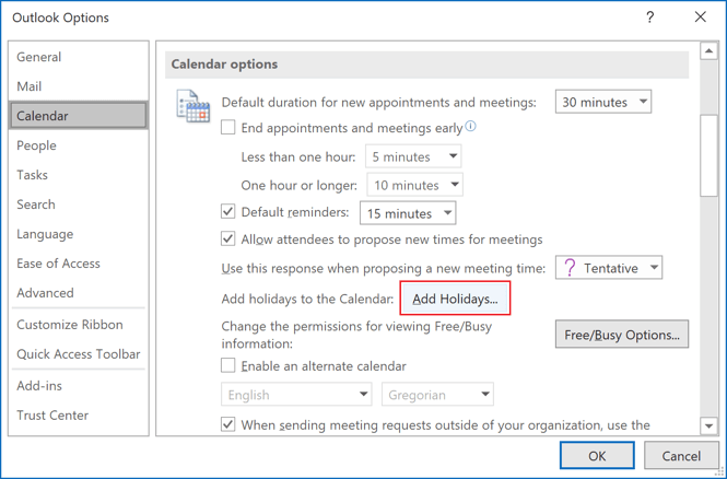 Calendar options Outlook 365 Calendar options Outlook 365