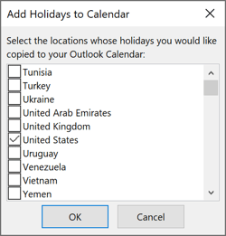 Calendar options Outlook 365