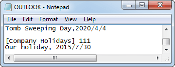 Company holidays Outlook 2010