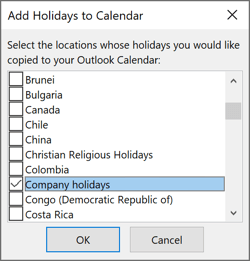 Calendar options Outlook 365