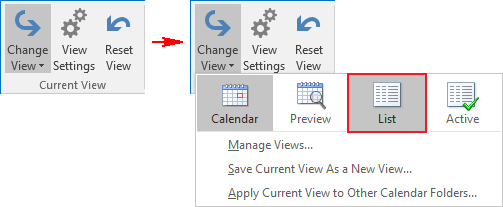 Current View group in Outlook 2016