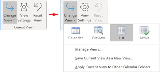 Current View group in Outlook for Microsoft 365 Current View group in Outlook 365