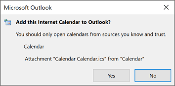 Add this Calendar in Outlook 365