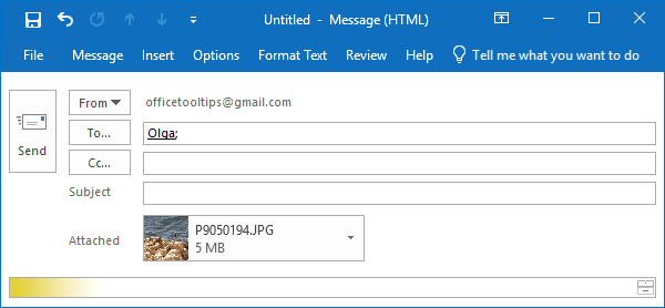 Example of an attached picture in Outlook 2016 Example of an attached picture in Outlook 2016