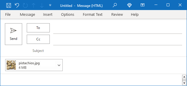 Example of an attached picture in Outlook for Microsoft 365 Example of an attached picture in Outlook 365
