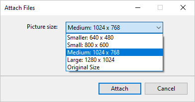 Attach Files dialog box in Outlook 365