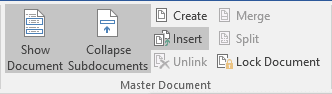 Master Document in Word 2016