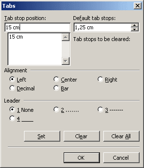 Tabs in Word 2007