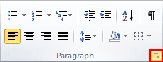 Paragraph Launcher in Word 2010