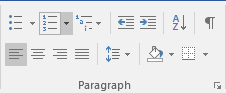 Paragraph in Word 2016