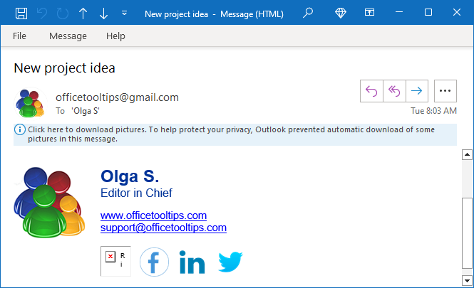 Link to File Picture in Outlook 365