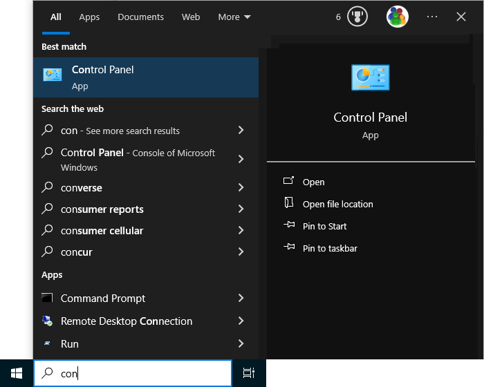 Windows 10 Control Panel in Cortana Windows 10 Control Panel in Cortana