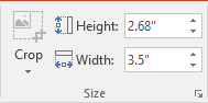 Size group inches in PowerPoint 2016