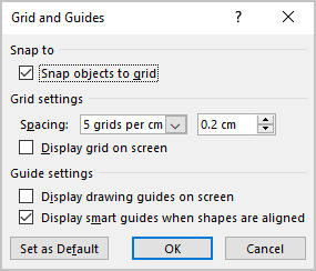 Grid and Guides centimeters in PowerPoint 365