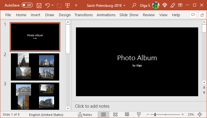 Photo Album in PowerPoint 365