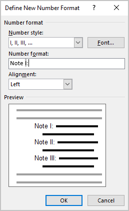List with some text in Word 365