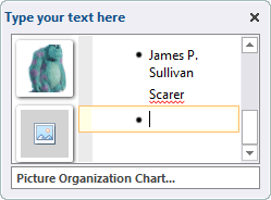 Text pane in org chart in PowerPoint 2016 Text pane in org chart in PowerPoint 2016