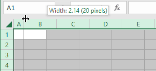 Changing a Column Width group in Excel 2016