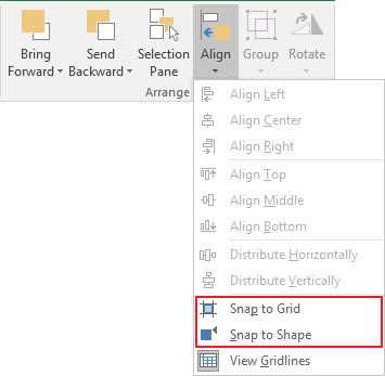 Snap to Grid and Snap to Shape in Excel 2016