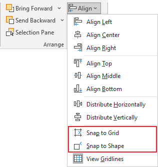 Snap to Grid and Snap to Shape in Excel 365