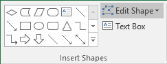 Insert Shapes group in Excel 2016