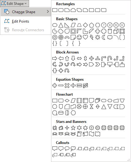 Different Shapes in Excel 365