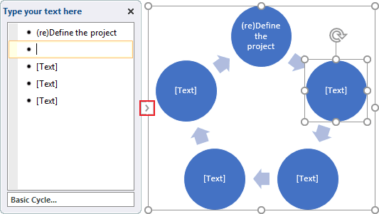 Text pane in SmartArt in Excel 2016