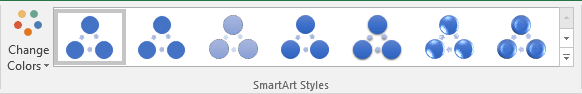 SmartArt Styles group in Excel 2016 SmartArt Styles group in Excel 2016
