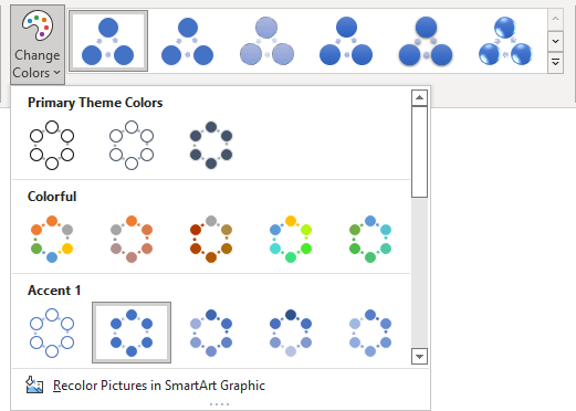 SmartArt Theme Colors in Excel 365